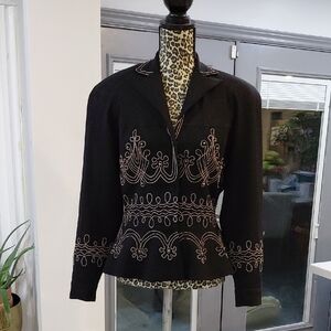 Elegant Black Embroidered Women's Jacket